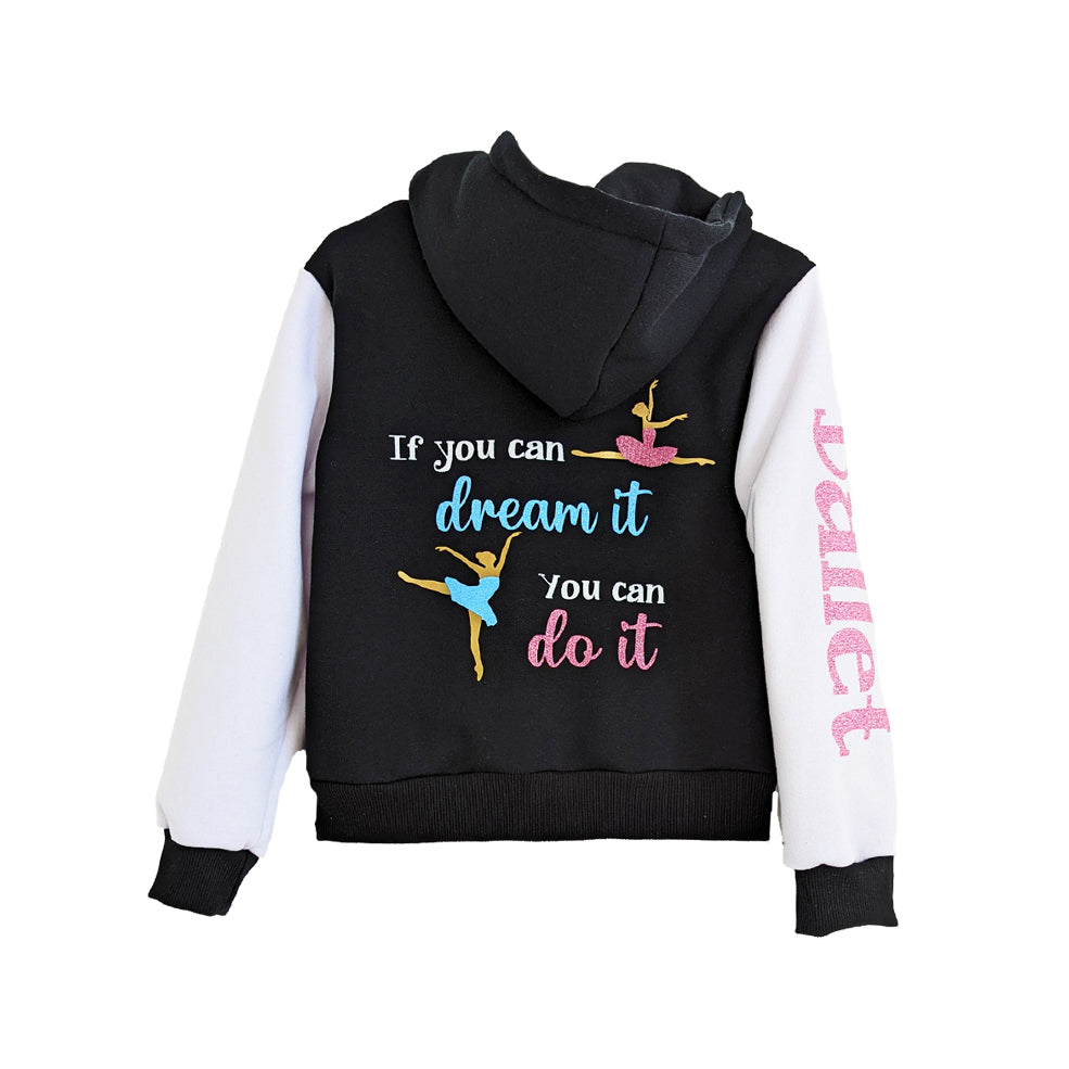 Ballet jacket with inspirational saying